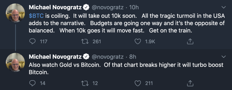 Michael Novogratz's Tweets on Bitcoin.